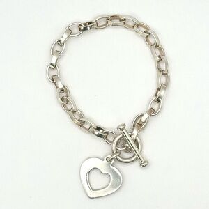 Silpada Retired B0992 Sterling Silver Heart Charm Toggle Bracelet